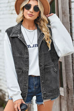 Load image into Gallery viewer, Sleeveless Denim Top with A Detachable Hood
