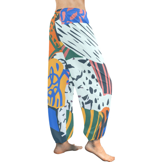 Ti Amo I love you  - Exclusive Brand  - Colorful Abstract Patchwork - Women's Harem Pants - Sizes XS-2XL