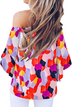 Load image into Gallery viewer, Tied Printed Off-Shoulder Half Sleeve Blouse
