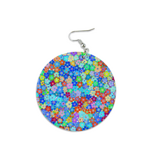 Load image into Gallery viewer, Ti Amo I love you - Exclusive Brand - Multicolor Floral - Geometric Round Wooden Earrings
