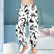 Load image into Gallery viewer, Ti Amo I love you - Exclusive Brand  - White with Black Squiggles - Women&#39;s Harem Pants
