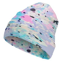 Load image into Gallery viewer, Ti Amo I love you Exclusive Brand  - Beige with Pink Purple &amp; Aqua Splatter - Unisex Knit Hat
