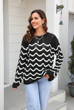 Load image into Gallery viewer, Wave Pattern Round Neck Long Sleeve Sweater
