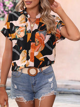 Load image into Gallery viewer, Printed Notched Short Sleeve Blouse
