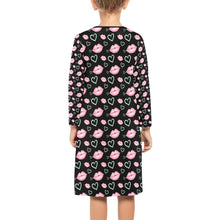 Load image into Gallery viewer, Ti Amo I love you - Exclusive Brand - 10 Designs - Toddler / Kids - Girls Black with Hearts &amp; Vines  - Girls&#39; Long Sleeve Dress - XS-XL - Sizes 2T-9Kids
