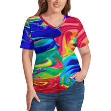 Load image into Gallery viewer, Ti Amo I love you - Exclusive Brand - Womens Plus Size V-Neck Short Sleeve Ladies T-Shirts - Sizes XL-4XL
