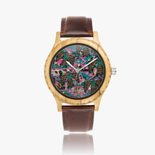 Load image into Gallery viewer, Ti Amo I love you - Exclusive Brand - Leopard &amp; Teal - Womens Designer Italian Olive Wood Watch - Leather Strap 45mm Brown
