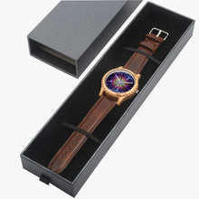 Load image into Gallery viewer, Ti Amo I love you - Exclusive Brand - Purple Floral Pattern - Womens Designer Italian Olive Wood Watch - Leather Strap
