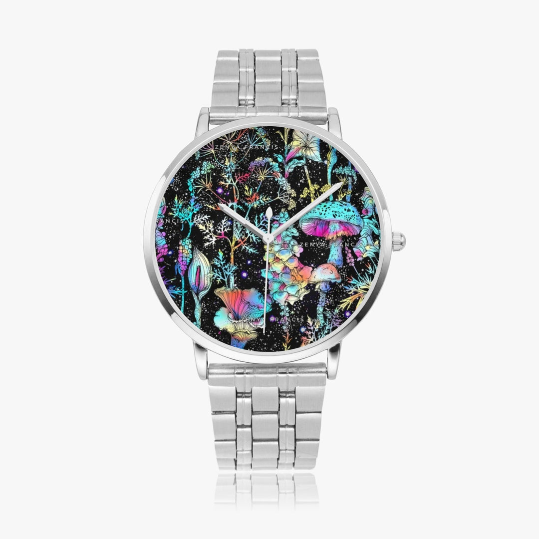Ti Amo I love you - Exclusive Brand - Psychedelic Mushroom - Unisex Designer Instafamous Steel Strap Quartz Watch Silver 42mm