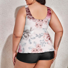 Load image into Gallery viewer, Ti Amo I love you - Exclusive Brand - Iron 2, Stiletto 2, Old Rose &amp; Tapestry Floral - Women&#39;s Plus Size Drawstring 2pc Swimsuit
