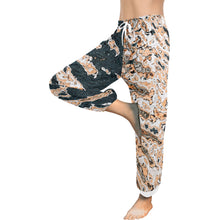 Load image into Gallery viewer, Ti Amo I love you  - Exclusive Brand  - Black &amp; Bronze Impasto Painted Pants - Women&#39;s Harem Pants
