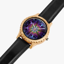 Load image into Gallery viewer, Ti Amo I love you - Exclusive Brand - Purple Floral Pattern - Womens Designer Italian Olive Wood Watch - Leather Strap
