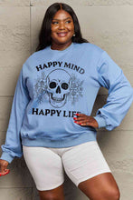 Load image into Gallery viewer, Simply Love Simply Love Full Size HAPPY MIND HAPPY LIFE SKULL Graphic Sweatshirt
