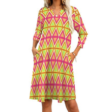 Load image into Gallery viewer, Ti Amo I love you - Exclusive Brand - Yellow &amp; Pink Diamonds - 7-point Sleeve Dress - Sizes S-5XL
