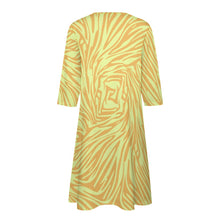 Load image into Gallery viewer, Ti Amo I love you - Exclusive Brand - Deco with Whiskey Stripes- 7-point Sleeve Dress - Sizes S-5XL (0-26)
