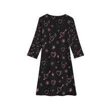 Load image into Gallery viewer, Ti Amo I love you - Exclusive Brand - 10 Designs - Toddler / Kids - Girls Black with Hearts &amp; Vines  - Girls&#39; Long Sleeve Dress - XS-XL - Sizes 2T-9Kids
