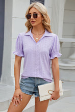 Load image into Gallery viewer, 8 Colors - Eyelet Johnny Collar Short Sleeve Blouse
