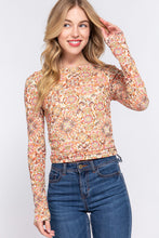 Load image into Gallery viewer, ACTIVE BASIC Ruched Printed Long Sleeve Top
