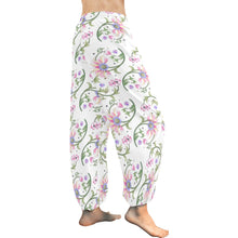 Load image into Gallery viewer, Ti Amo I love you  - Exclusive Brand - White with Pink Flowers - Women&#39;s Harem Pants
