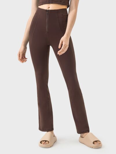 3 Colors - Zipper Detail High Waist Active Pants