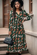 Load image into Gallery viewer, Printed Tied Pocketed Lantern Sleeve Dress
