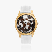 Load image into Gallery viewer, Ti Amo I love you - Exclusive Brand  - Cow Spots - Italian Olive Lumber Wooden Watch - Leather Strap
