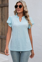 Load image into Gallery viewer, Eyelet Notched Flutter Sleeve T-Shirt
