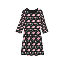 Load image into Gallery viewer, Ti Amo I love you - Exclusive Brand - 10 Designs - Toddler / Kids - Girls Black with Hearts &amp; Vines  - Girls&#39; Long Sleeve Dress - XS-XL - Sizes 2T-9Kids
