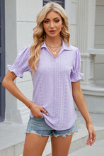 Load image into Gallery viewer, 8 Colors - Eyelet Johnny Collar Short Sleeve Blouse
