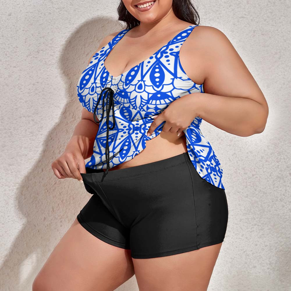 Ti Amo I love you - Exclusive Brand - Women's Plus Size Drawstring 2pc Swimsuit - Sizes XL-6Xl