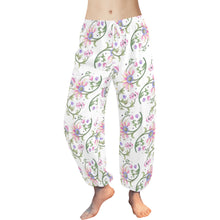 Load image into Gallery viewer, Ti Amo I love you  - Exclusive Brand - White with Pink Flowers - Women&#39;s Harem Pants
