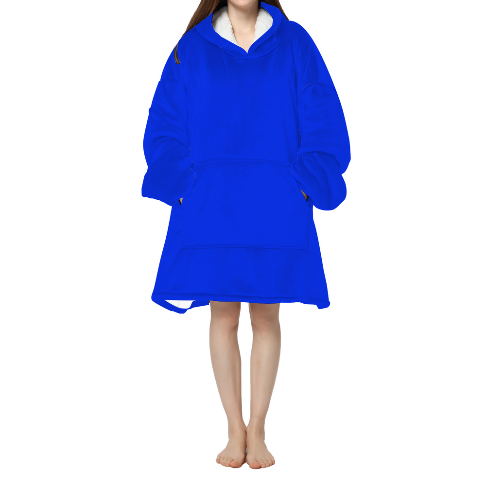 Ti Amo I love you- Exclusive Brand - Blue Blue Eyes - Contrast - Adults' Pullover Hooded Lounger - Long Hoodie Pajamas / Hooded Blanket / Beach Cover-up - Sizes S-XL
