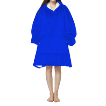 Load image into Gallery viewer, Ti Amo I love you- Exclusive Brand - Blue Blue Eyes - Contrast - Adults&#39; Pullover Hooded Lounger - Long Hoodie Pajamas / Hooded Blanket / Beach Cover-up - Sizes S-XL
