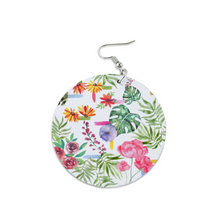 Load image into Gallery viewer, Ti Amo I love you - Exclusive Brand - Multicolored Floral- Geometric Round Wooden Earrings
