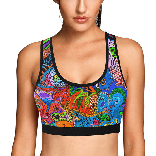 Ti Amo I love you - Exclusive Brand  - Multicolored Pattern - Women's Sports Bra
