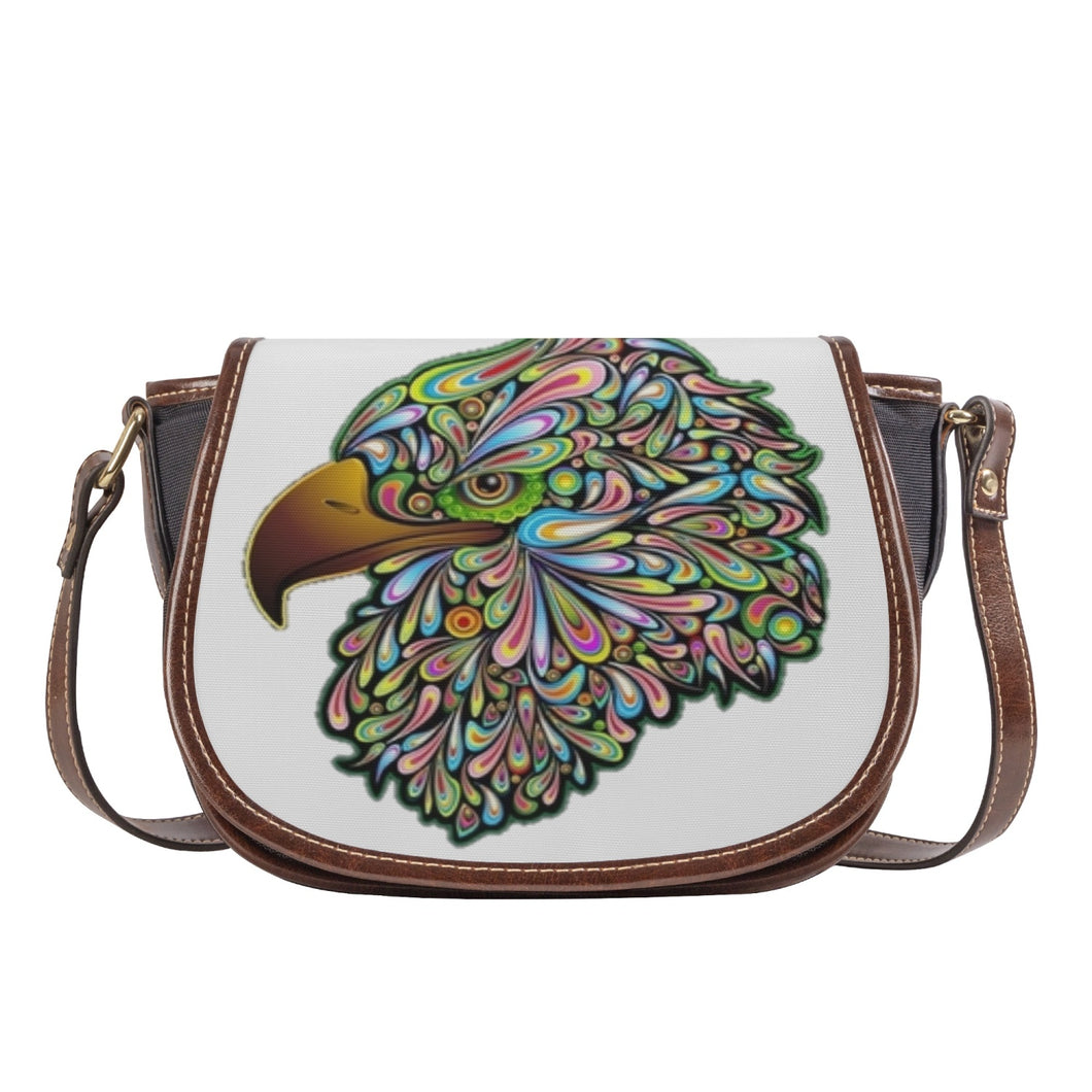 Ti Amo I love you - Exclusive Brand - Colorful Eagle - PU Leather Flap Saddle Bag One Size