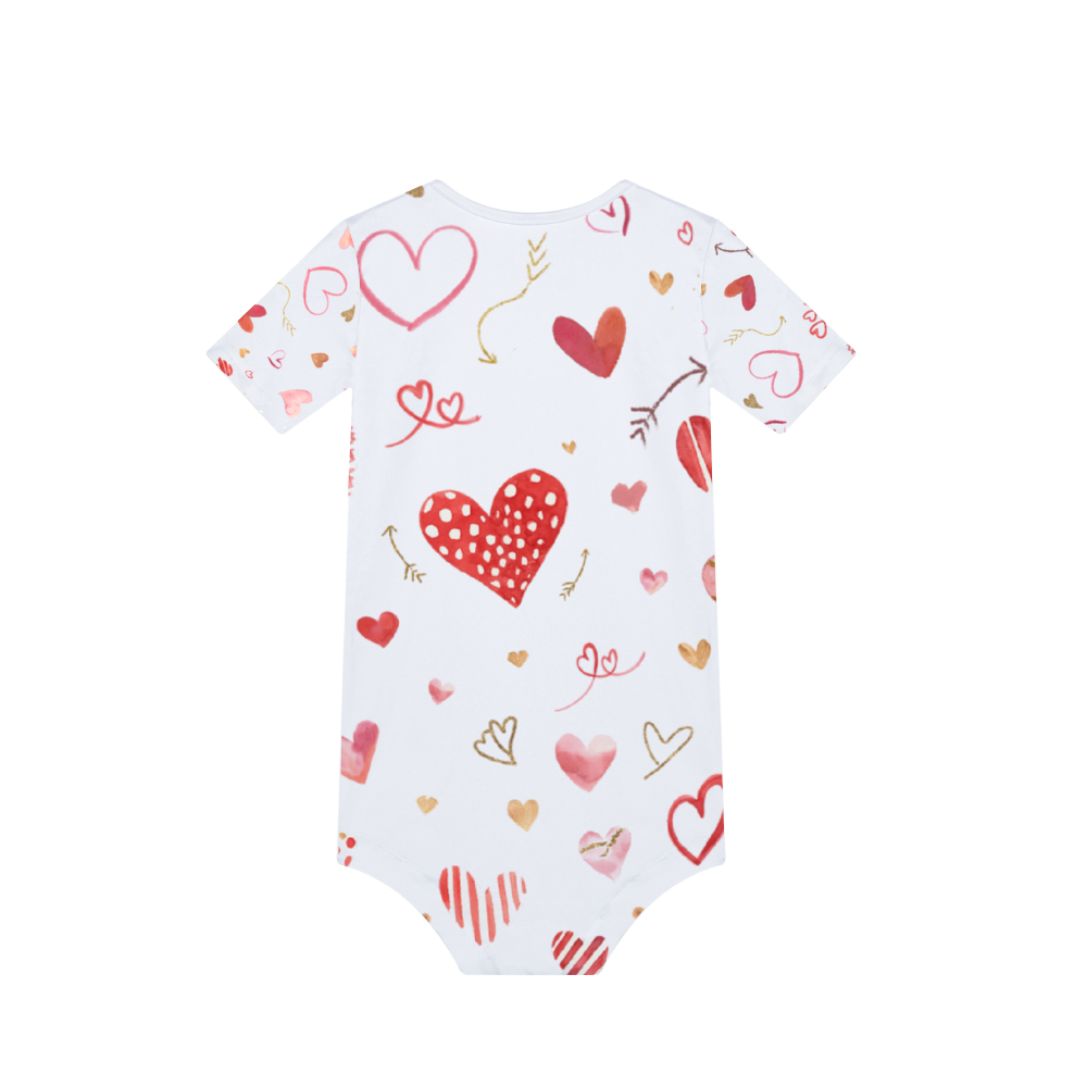 Ti Amo I love you - Exclusive Brand - Hearts - Baby's Short Sleeve Romper Jumpsuit - Sizes 3mths - 2T