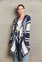 Load image into Gallery viewer, Woven Right Striped Open Front Hooded Cardigan
