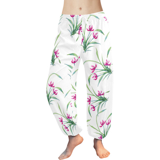 Ti Amo I love you  - Exclusive Brand  - Pink Floral - Women's Harem Pants - Sizes XS-2XL
