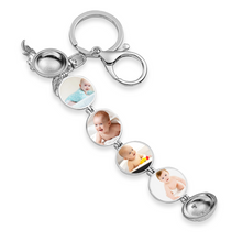 Load image into Gallery viewer, Your Custom Keychain 4 Photos Locket Charm Keychain with Angel Wings
