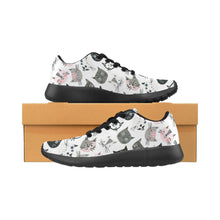 Load image into Gallery viewer, Ti Amo I love you  - Exclusive Brand - White with Black, Grey &amp; Pink Cat Faces - Kid&#39;s Sneakers (Little Kid / Big Kid) - Sizes Child 10.5C-13 C &amp; Youth 1-6
