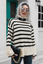 Load image into Gallery viewer, Striped Turtleneck Drop Shoulder Sweater - Sizes S-L
