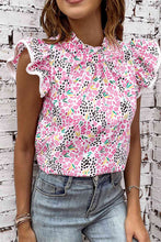 Load image into Gallery viewer, Floral Mock Neck Short Sleeve Blouse
