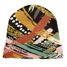 Load image into Gallery viewer, Ti Amo I love you - Exclusive Brand - Black with Criss Cross Colorful Striped Lines -  Knit Hat
