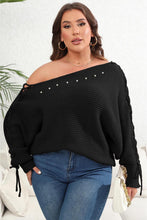 Load image into Gallery viewer, Womens Plus Size - One Shoulder Beaded Sweater
