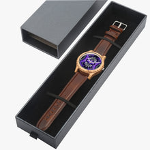 Load image into Gallery viewer, Ti Amo I love you - Exclusive Brand - Purple &amp; Grey Floral Pattern - Womens Designer Italian Olive Wood Watch - Leather Strap
