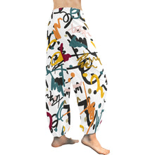 Load image into Gallery viewer, Ti Amo I love you  - Exclusive Brand  - White with Colorful Scribbles - Women&#39;s Harem Pants
