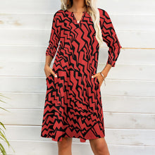 Load image into Gallery viewer, Ti Amo I love you - Exclusive Brand - Red &amp; Black -  7-point Sleeve Dress - Sizes S-5XL
