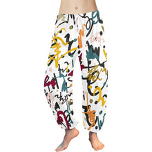 Load image into Gallery viewer, Ti Amo I love you  - Exclusive Brand  - White with Colorful Scribbles - Women&#39;s Harem Pants
