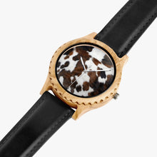 Load image into Gallery viewer, Ti Amo I love you - Exclusive Brand  - Cow Spots - Italian Olive Lumber Wooden Watch - Leather Strap
